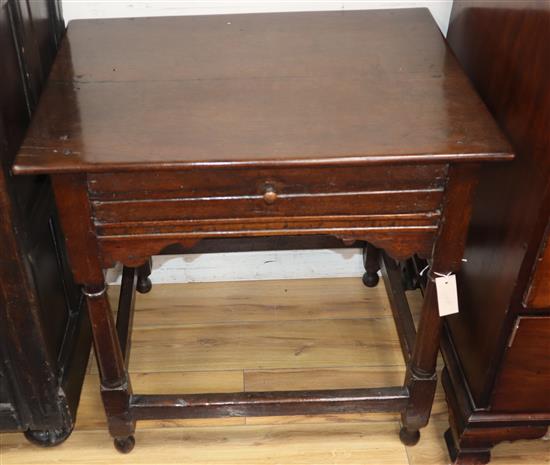 An 18th century oak side table, W.74cm, D.57cm, H.72cm